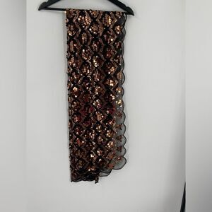 Joan Rivers Black and Copper Sequin Mesh Scarf